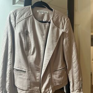 Kenneth Cole, faux leather jacket with quilt detail